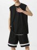 Color Spliced Tank Top and Shorts Athletic Set -  