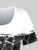 T-shirt 3D Boutons en Blocs de Couleurs avec Poche de Grande Taille à Manches Courtes - Noir 6X