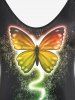 Haut Cache-Cœur à Imprimé Papillon et Galaxie Grande Taille - Noir 5XL