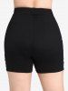 Plus Size Lace Guipure Panel Pocket Pull On Shorts -  