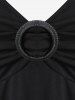 Gothic Skull Mesh Panel O-ring Cutout T-shirt -  