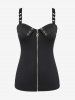 Gothic D-ring Spider Zip Front Grommets Tank Top -  