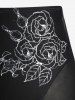 Maillot de Bain Bikini Gothique Rose Tête de Taureau Imprimé en Maille Transparente - Noir 4X | US 26-28