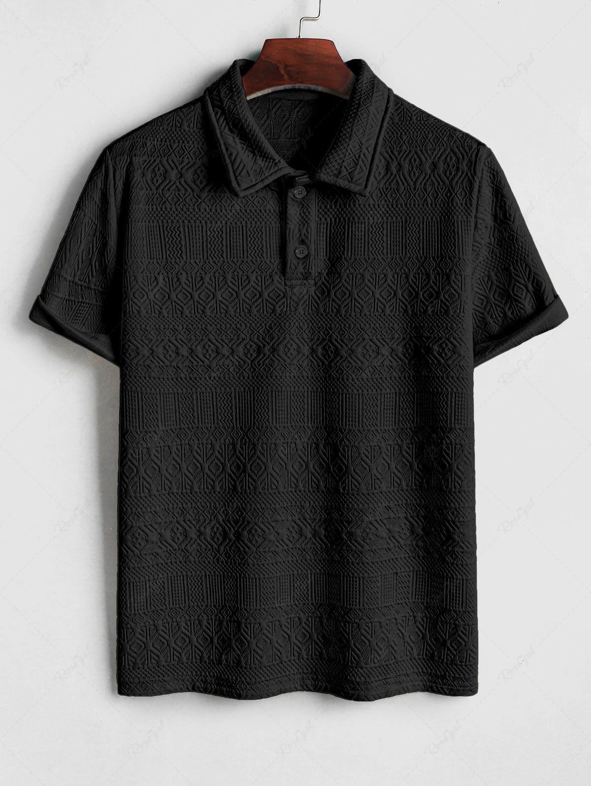 トップス JACQUARD SLEEVE S/S POLO Retro jacquard Johnny-collar polo | Le 31 | | Simons