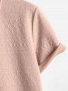 Polo Collared Geometric Jacquard Textured Quarter Button Short Sleeves T Shirt -  