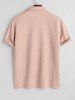 Polo Collared Geometric Jacquard Textured Quarter Button Short Sleeves T Shirt -  