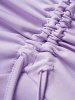 Plus Size Cinched Ruched Pastel Color Cut Out Ruffle Sleeve Asymmetrical T Shirt -  