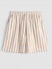 Men's Casual Co Ord Vertical Stripes Pocket Shirt with Drawstring Short Set -  