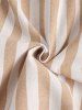 Men's Casual Co Ord Vertical Stripes Pocket Shirt with Drawstring Short Set -  