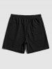 Geometric Retro Jacquard Textured Drawstring Shorts -  