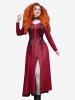 Plus Size Hooded Lace Up Front Zipper High Low Maxi Coat -  