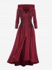 Plus Size Hooded Lace Up Front Zipper High Low Maxi Coat -  