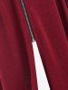 Plus Size Hooded Lace Up Front Zipper High Low Maxi Coat -  
