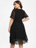 Plus Size Ruffles Lace Trim Sheer Dress -  