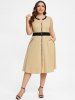 Plus Size Pocket Zipper Sleeveless Dress -  