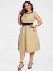 Plus Size Pocket Zipper Sleeveless Dress -  