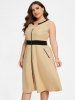 Plus Size Pocket Zipper Sleeveless Dress -  