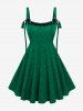Plus Size Ribbon Floral Lace Vintage Dress -  
