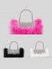 Sac à Main de Soirée Plume Brillante en Strass pour Femme - Blanc 