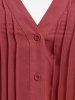 Plus Size Pleated Buttons Ruffles Blouse -  