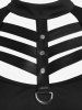 Gothic D-ring PU Leather Panel Ladder Cutout Dress -  