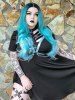 Gothic D-ring PU Leather Panel Ladder Cutout Dress -  