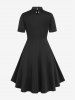 Gothic D-ring PU Leather Panel Ladder Cutout Dress -  