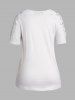 Plus Size Mouth Star Striped Print Guipure Hollow Out Lace Patriotic T Shirt -  