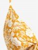 Maxi Robe à Imprimé Tribale Courbe de Grande Taille Style Bohémien avec Nœud Papillon - Jaune L | US 12