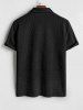 Polo Collared Geometric Jacquard Textured Quarter Button Short Sleeves T Shirt -  