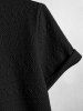 Polo Collared Geometric Jacquard Textured Quarter Button Short Sleeves T Shirt -  