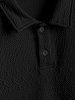 Polo Collared Geometric Jacquard Textured Quarter Button Short Sleeves T Shirt -  