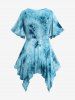 Plus Size Twist Ruched Ink Painting Print Handkerchief Short Sleeves T-shirt -  