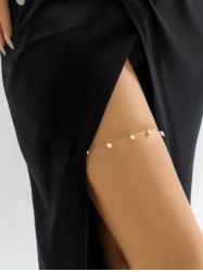 Faux Pearl Decor Thigh Chain -  
