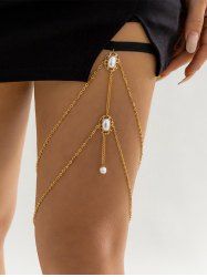 Chaîne de Cuisse Vintage Superposée en Fausse Perle - d'or 