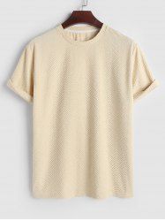 Men's Geometric Jacquard Crew Neck Short Sleeves Terry Cloth Textured Casual T Shirt -  