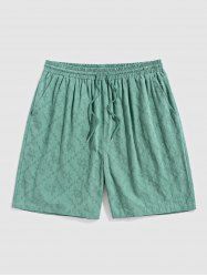 Jacquard Rose Pattern Casual Shorts -  