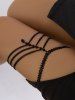 Chaîne de Cuisse Superposée Perlée en Dentelle - Noir 