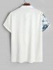 Chemise Manches Courtes avec Boutons Motif Peinture à Encre de Plante Style Chinois pour Hommes - Blanc L