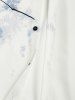Chemise Manches Courtes avec Boutons Motif Peinture à Encre de Plante Style Chinois pour Hommes - Blanc L