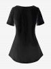 Gothic Flower Cat Print Short Sleeves T-shirt -  