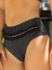 Metallic Sheer Lace Panel Cheeky Swim Briefs -  