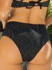 Metallic Sheer Lace Panel Cheeky Swim Briefs -  