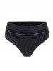 Metallic Sheer Lace Panel Cheeky Swim Briefs -  