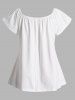 Mock Button High Low Longline Top And Pure Color Short Sleeve T-shirt Set -  