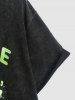Retro Washed SEATTLE Letter Drippy Smile Face Graphic Drop Shoulder Short Sleeves 100% Cotton T Shirt -  