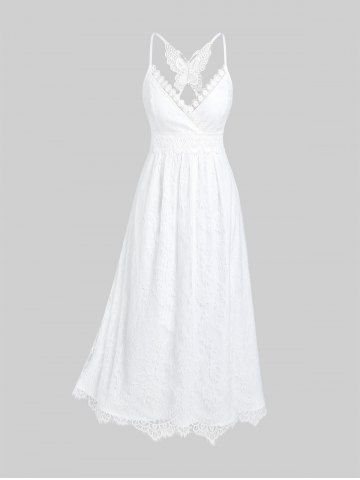 Plus Size Plunge Lace Party Semi Formal Maxi White Fairy Dress