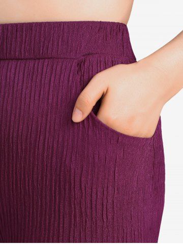 Plus Size Buckle Braided Pockets Capri Leggings