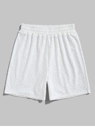 Men's Casual Geometric Jacquard Textured Terry Cloth Elastic Waist Shorts -  