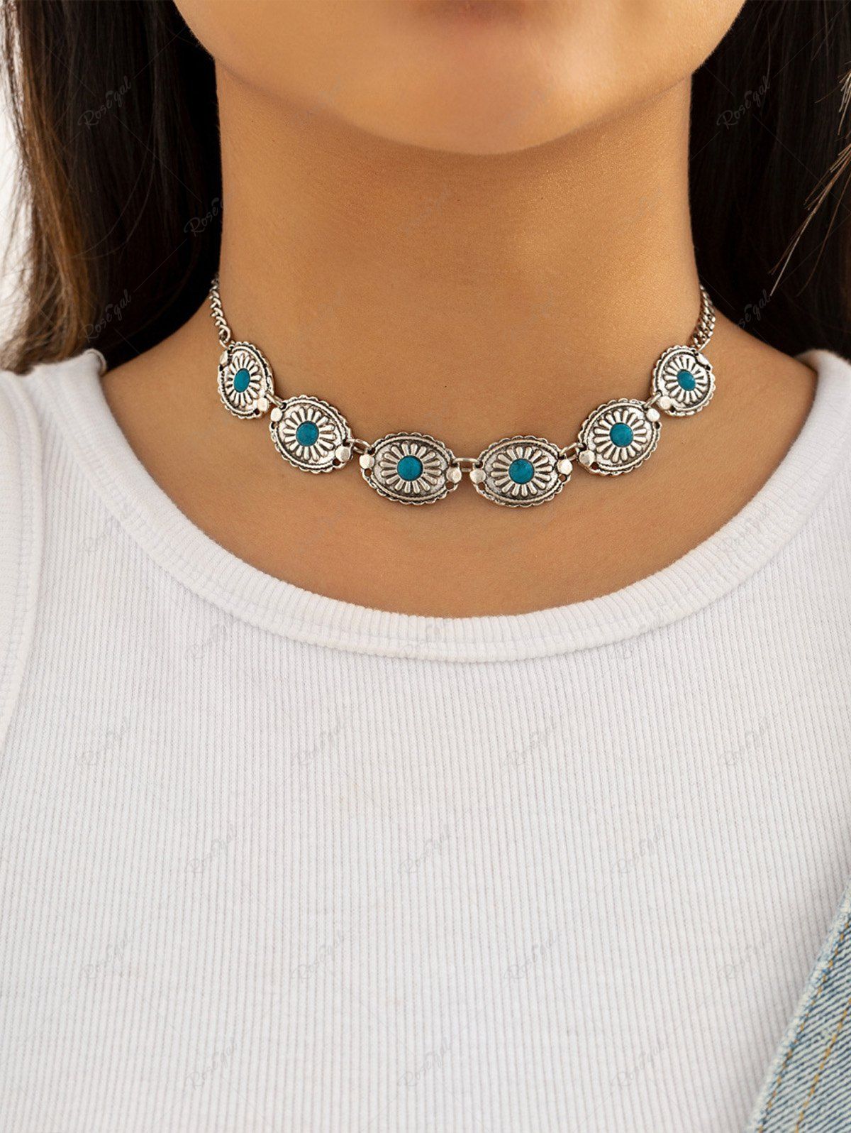 Sale Vintage Turquoise Ethnic Style Necklace  